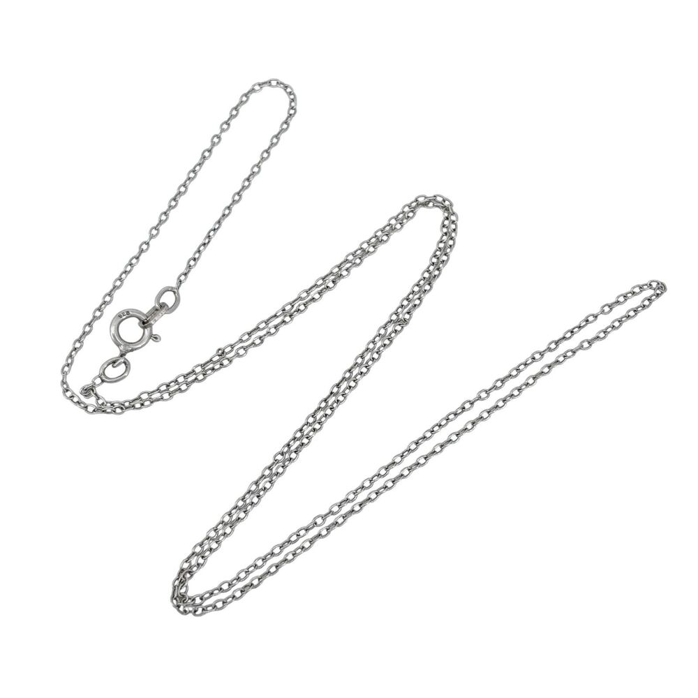 Vintage Italy Ross Simons Sterling Silver 1.1mm Cable Link Chain Necklace 18.5"